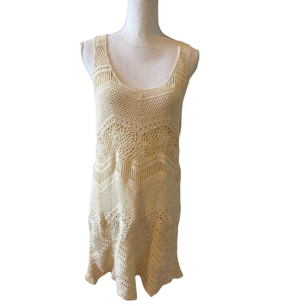Gryphon New York Crochet Sundress Dress Ecru M